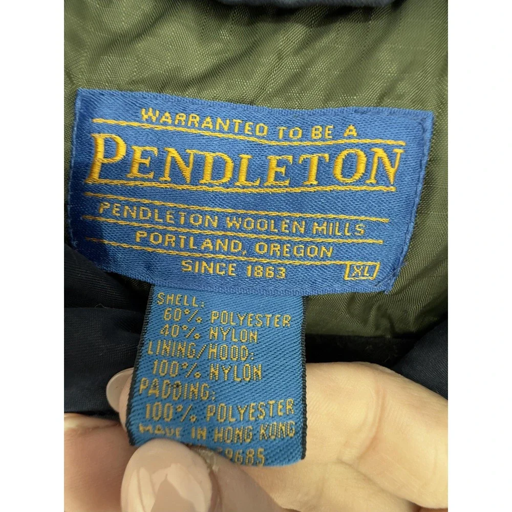 Pendleton Jacket Mens XL Navy 3M Thinsulate Hooded Insulated Zip Snap Pockets‎
